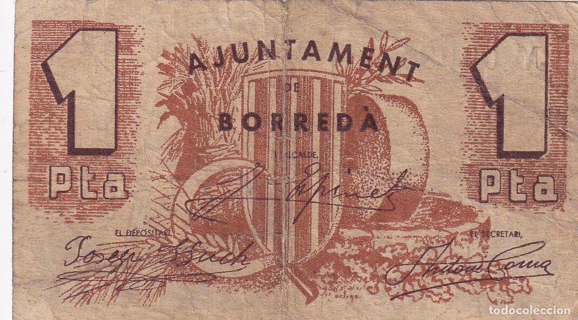 Lokale Banknoten: CRBL0258 BILLETE LOCAL ESPA&Ntilde;A 1 PESETA BORREDA 1937 NUEVO BAJO BC