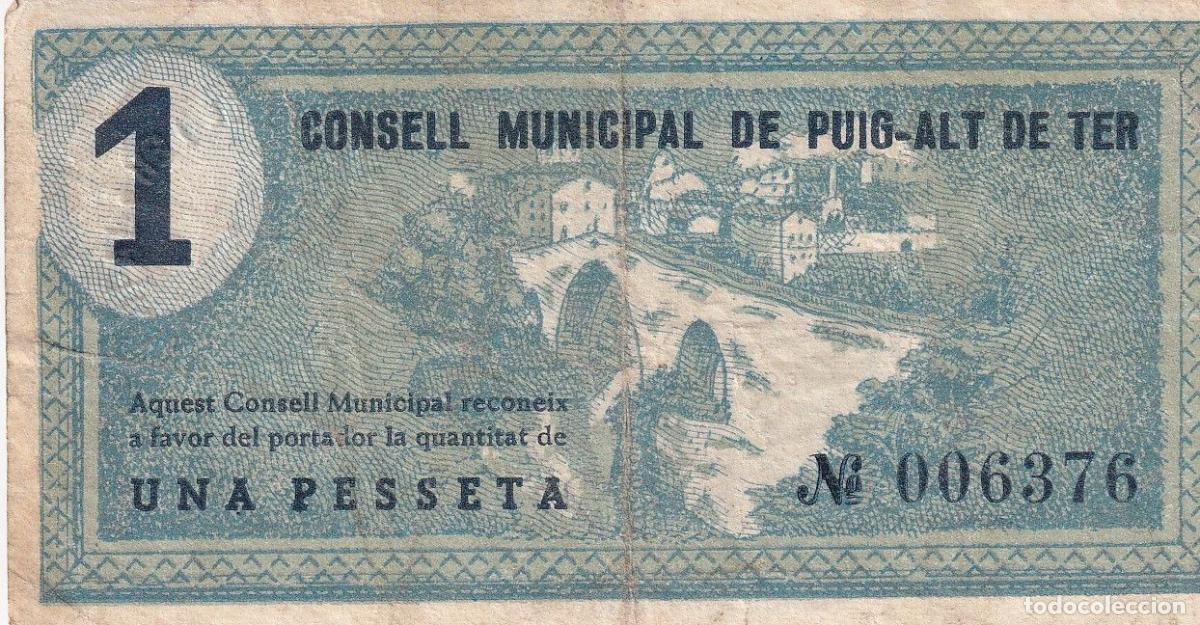 Lokale Banknoten: CRBL0259 BILLETE LOCAL ESPA&Ntilde;A 1 PESETA PUIG ALT DE TER BC