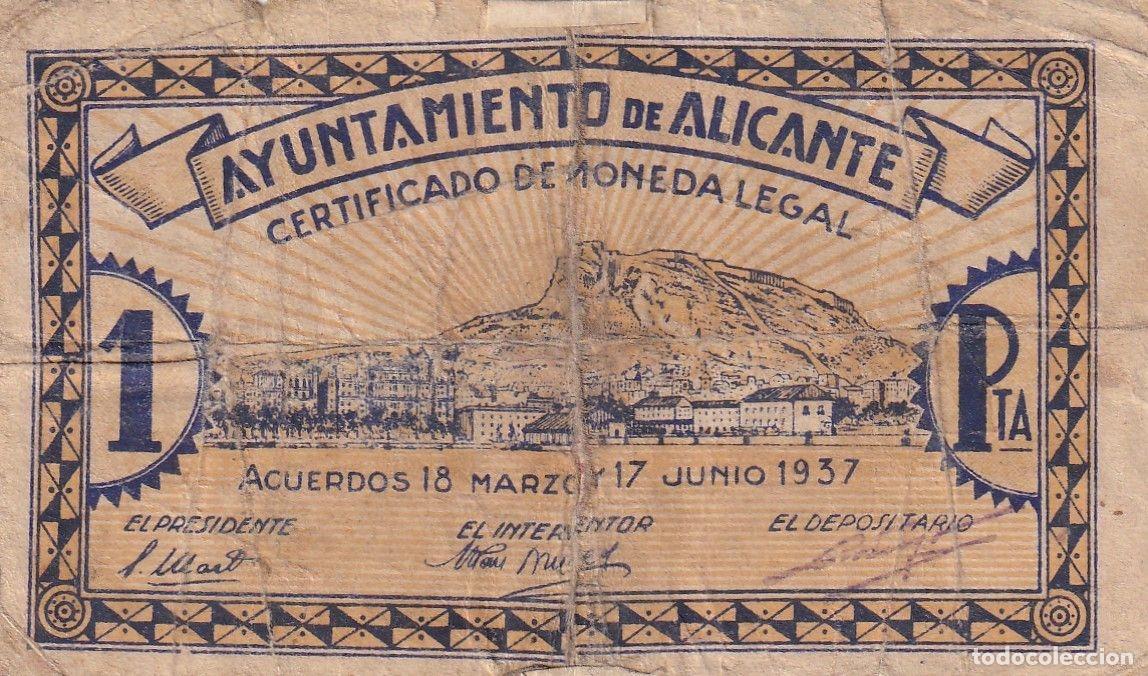 Lokale Banknoten: CRBL0279 BILLETE LOCAL ESPA&Ntilde;A 1 PESETA ALICANTE BC