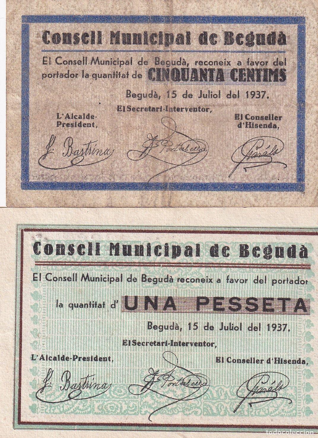 Lokale Banknoten: CRBL0281 BILLETE LOCAL ESPA&Ntilde;A BEGUDA 50 CTS Y 1PTS EBC Y USADO
