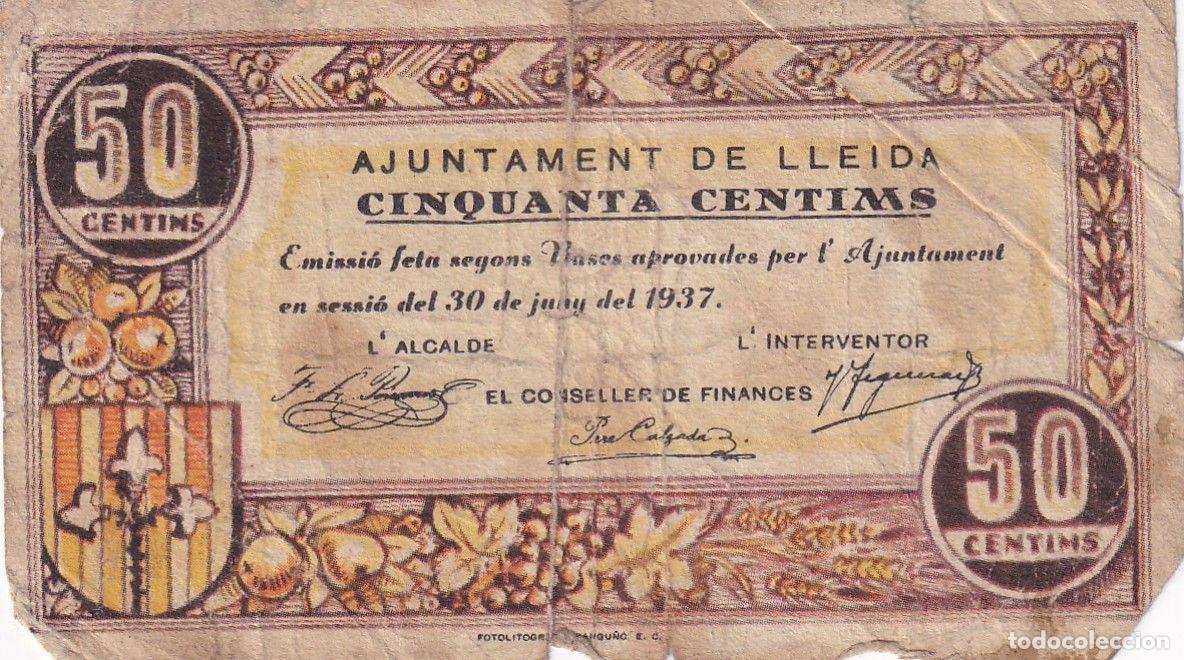 Billets locaux: CRBL0488 BILLETE LOCAL ESPA&Ntilde;A LLEIDA 50 CENTIMOS 1937 MC