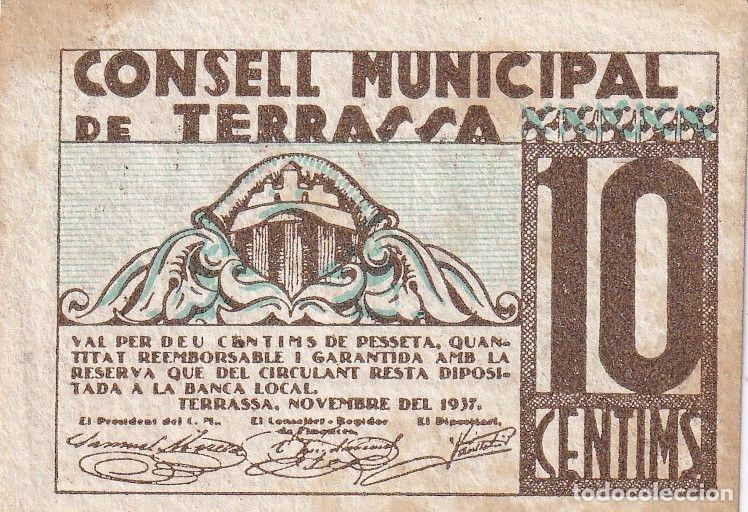 Billets locaux: CRBL0495 BILLETE LOCAL ESPA&Ntilde;A TARRASA 10 CENTIMOS 1937 MBC