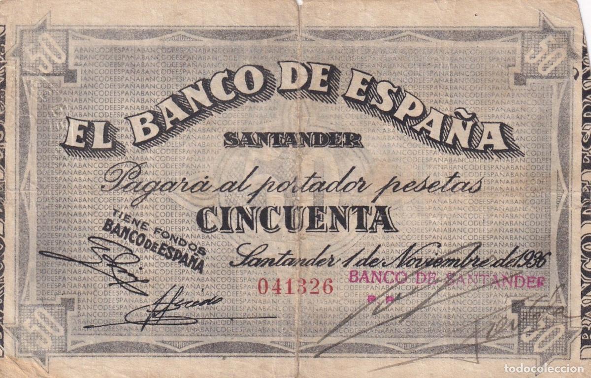 Billets locaux: CRBL0496 BILLETE LOCAL ESPA&Ntilde;A SANTANDER 50 PESETAS 1936