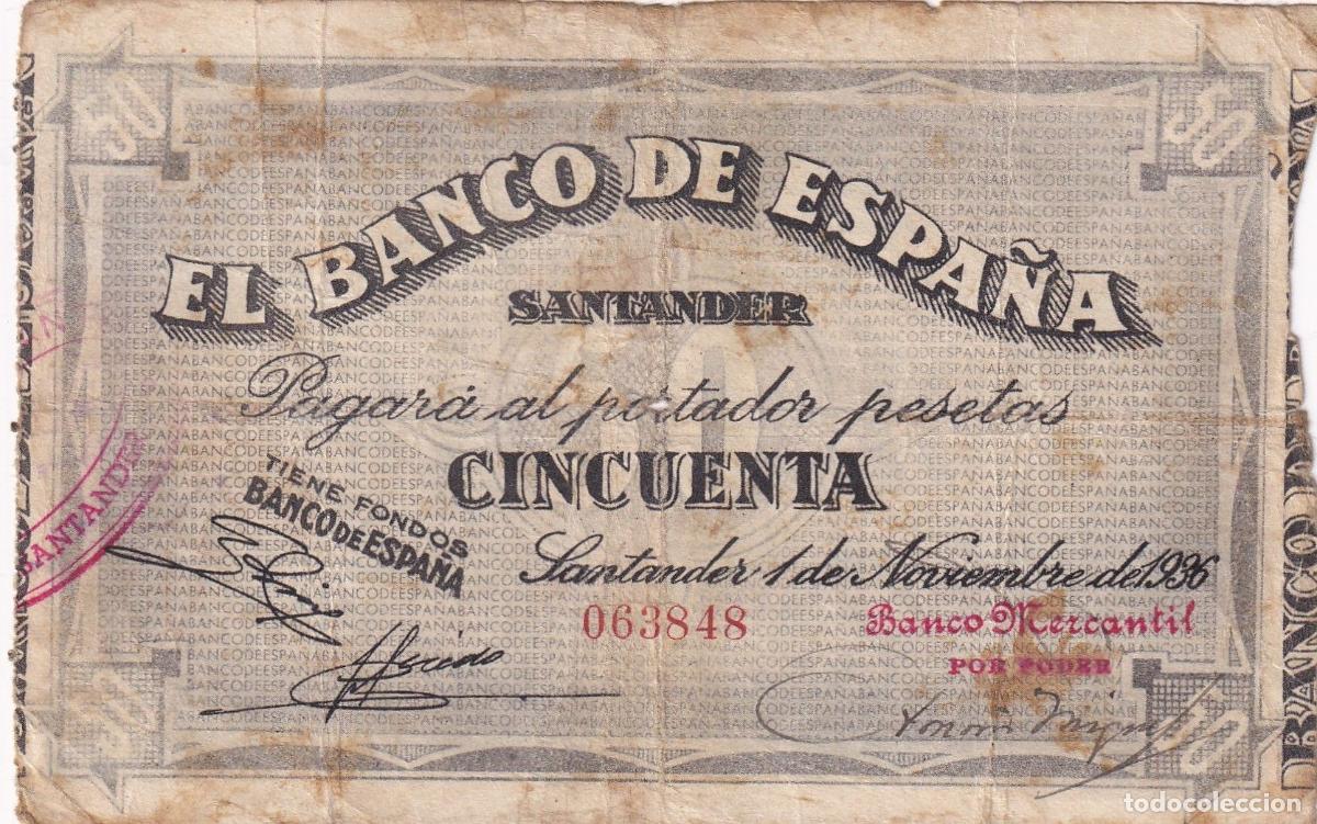 Billets locaux: CRBL0501 BILLETE LOCAL ESPA&Ntilde;A SANTANDER 50 PESETAS 1936 BC