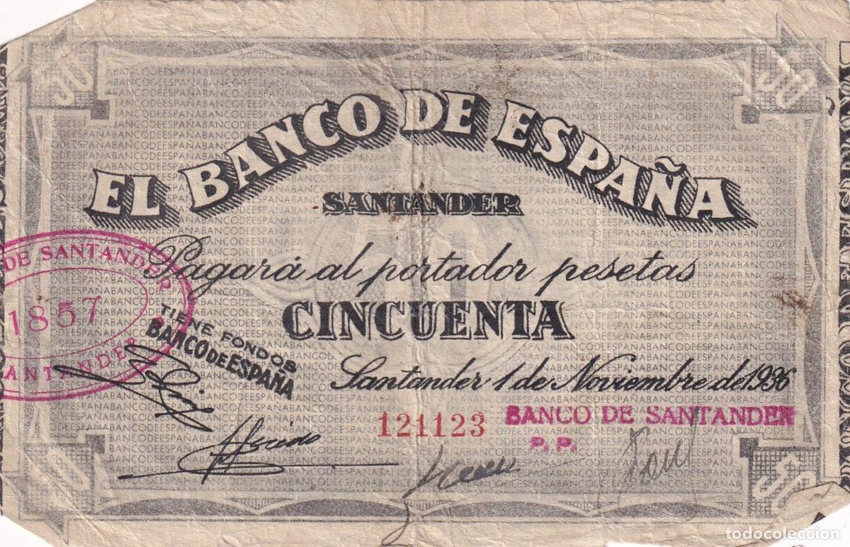 Billets locaux: CRBL0504 BILLETE LOCAL ESPA&Ntilde;A SANTANDER 50 PESETAS 1936 BC