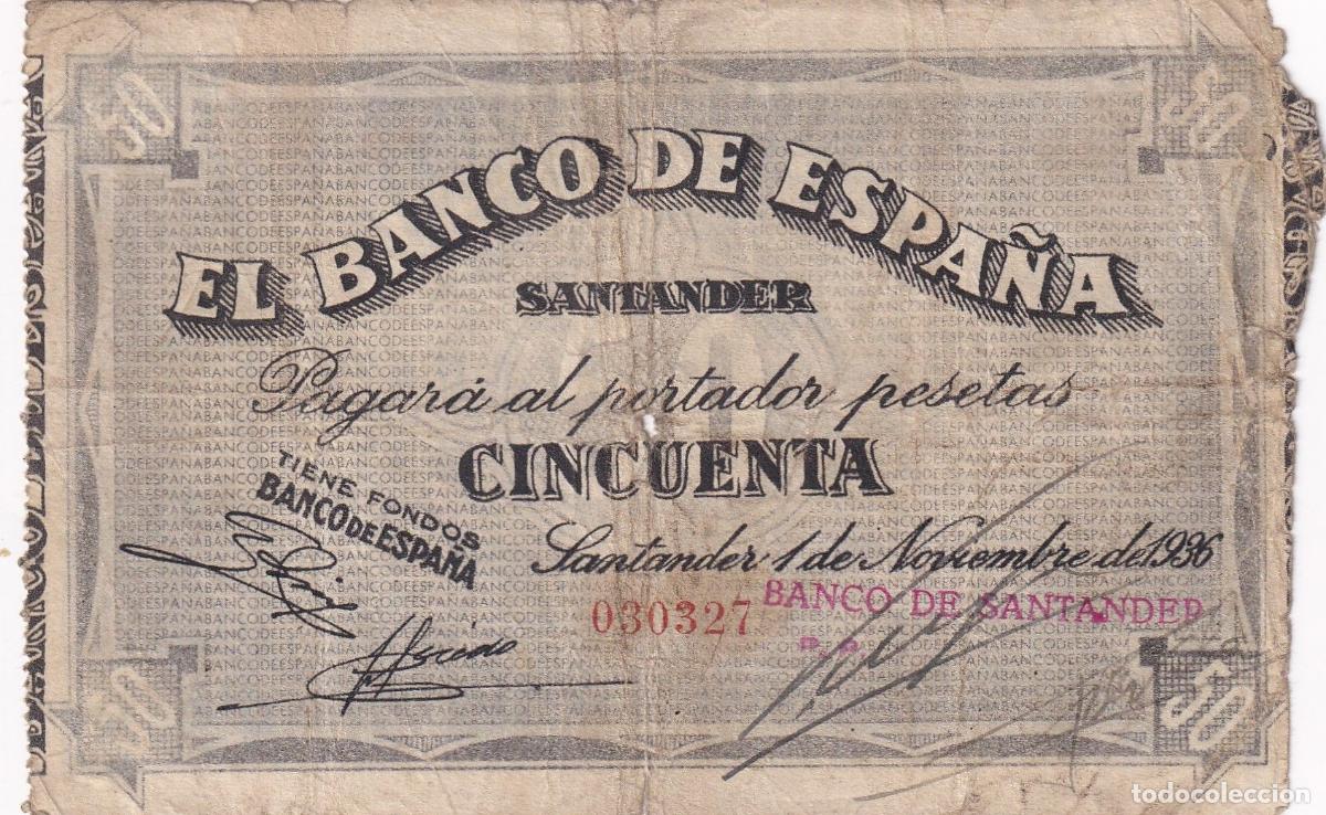 Billets locaux: CRBL0505 BILLETE LOCAL ESPA&Ntilde;A SANTANDER 50 PESETAS 1936 BC