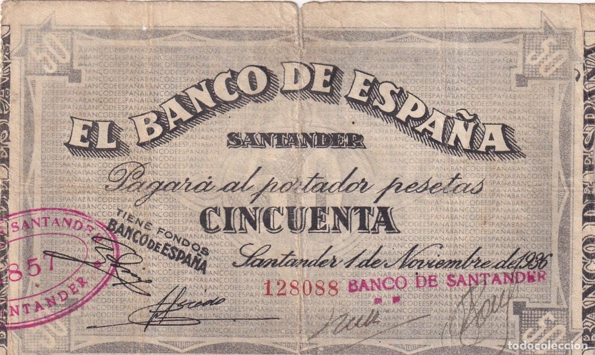 Billets locaux: CRBL0506 BILLETE LOCAL ESPA&Ntilde;A SANTANDER 50 PESETAS 1936 BC
