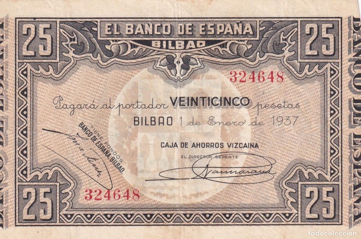 Lokale Banknoten: CRBL0515 BILLETE ESPA&Ntilde;A LOCAL BILBAO 25 PESETAS 1937 MBC