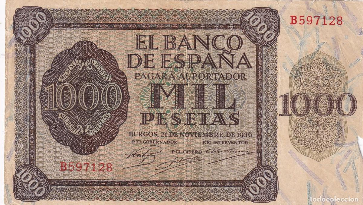 Notas locais: CRBS1883 BILLETE ESPA&Ntilde;A 1000 PESETAS 1936 SERIE B MBC
