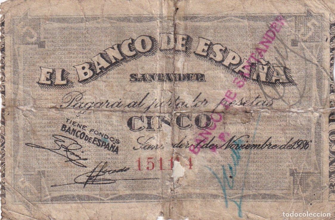 Lokale Banknoten: CRBL0399 BILLETE ESPA&Ntilde;A BILBAO 5 PESETAS 1936 USADO FIXO