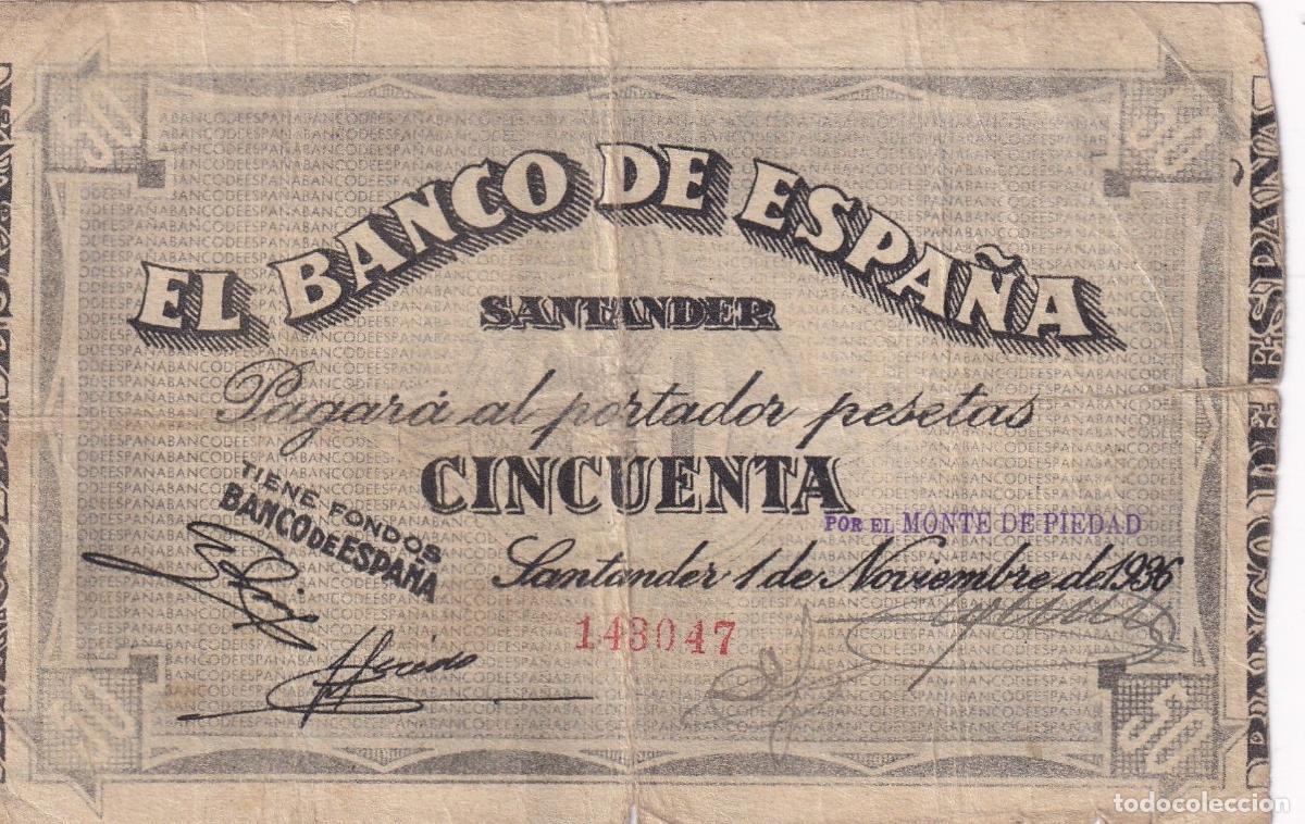 Lokale Banknoten: CRBL0502 BILLETE LOCAL ESPA&Ntilde;A SANTANDER 50 PESETAS 1936 BC