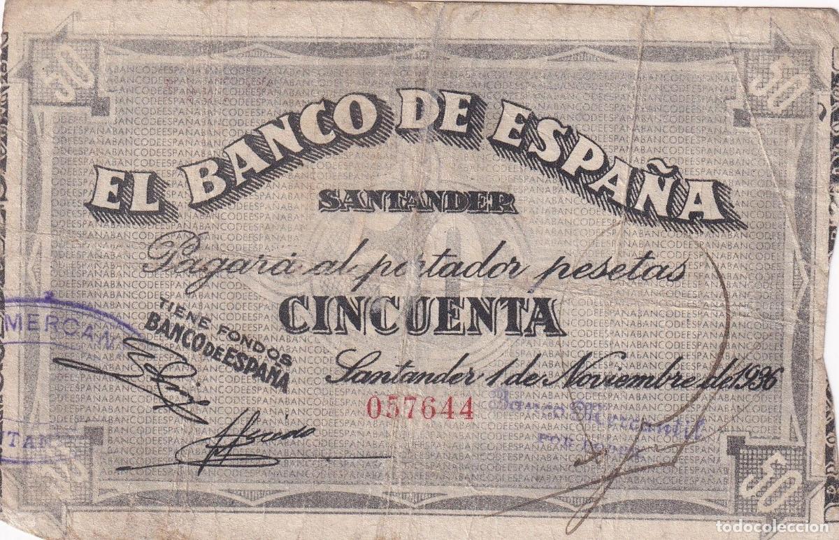 Lokale Banknoten: CRBL0512 BILLETE LOCAL ESPA&Ntilde;A SANTANDER 50 PESETAS 1936 MBC