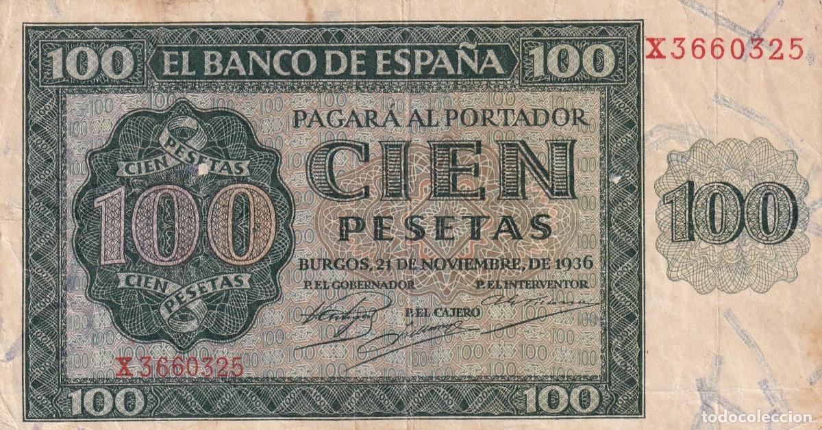 Banconote locali: CRBS1983 BILLETE ESPA&Ntilde;A 100 PESETAS 1936 SERIE X MBC
