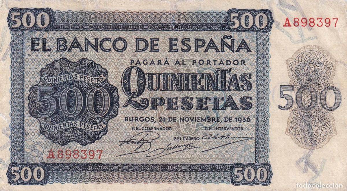 Banconote locali: CRBS2444 BILLETE ESPA&Ntilde;A 500 PESETAS 1936 SERIE A RESTAURADO