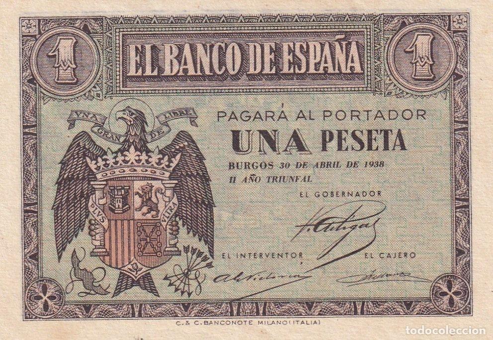Lokale Banknoten: CRBS2912 BILLETE ESPA&Ntilde;A 1 PESETA 1938 SERIE A S/C-