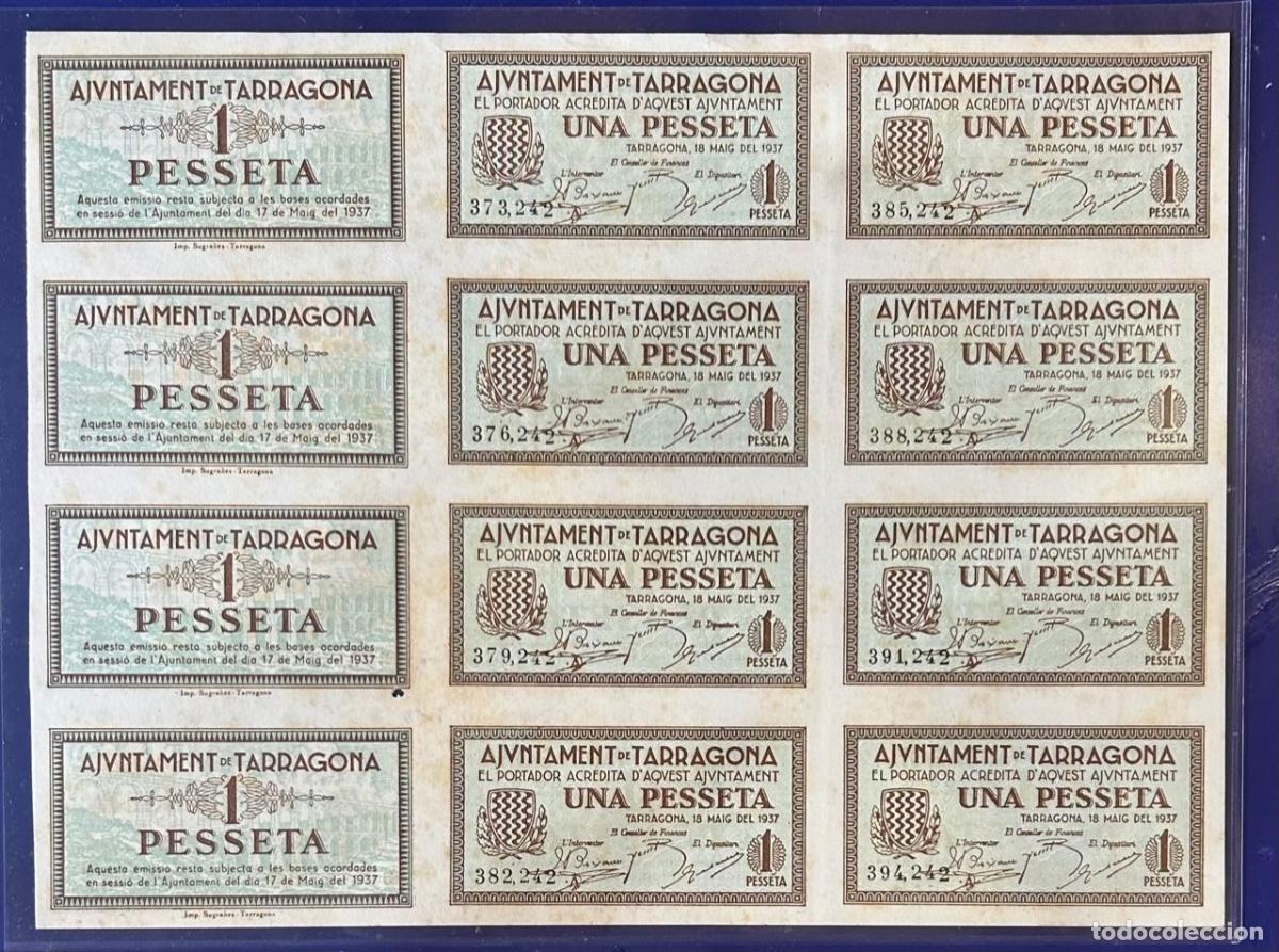 Lokale Banknoten: CRBL0385 UNCUT 12 BILLETES ESPA&Ntilde;A LOCAL TARRAGONA 1 PESETA NUEVO