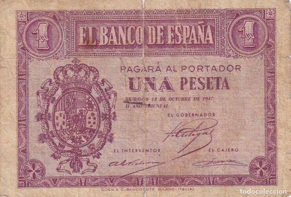 Local Banknotes: CRBS3162 BILLETE ESPA&Ntilde;A 1 PESETA 1937 SERIE D BC