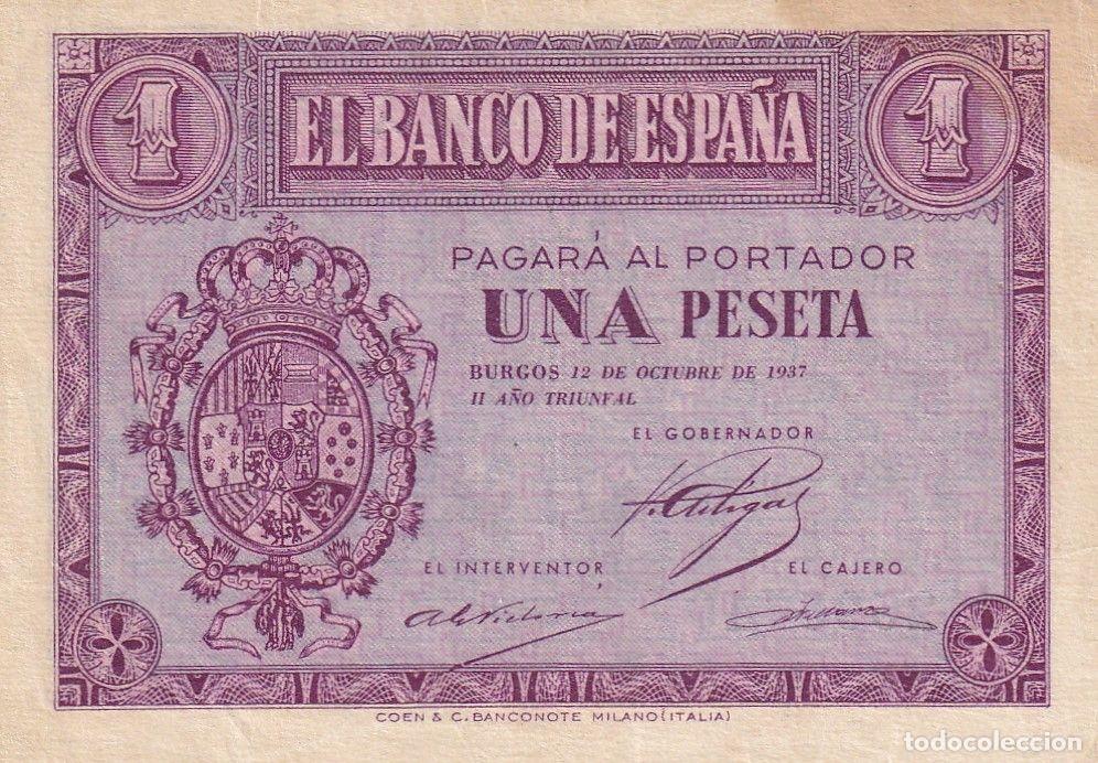 Local Banknotes: CRBS3165 BILLETE ESPA&Ntilde;A 1 PESETA 1937 SERIE A EBC