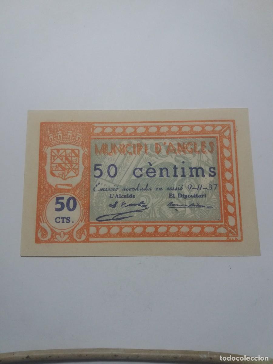 Billetes locales: Billete 50 C&egrave;ntims Municipi ANGLES 9-11-37