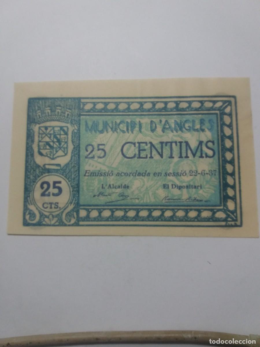 Billetes locales: Billete 25 C&egrave;ntims Municipi ANGLES 22-6-37