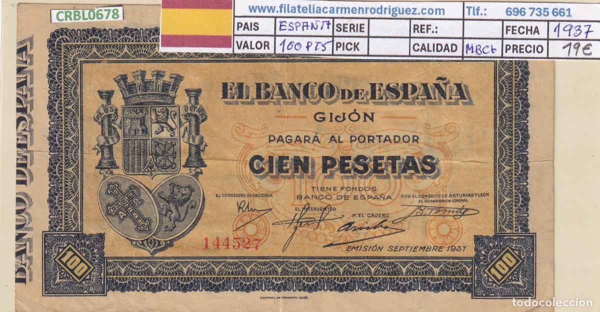 Billetes locales: CRBL0678 BILLETE ESPA&Ntilde;A LOCAL GIJON 100 PESETAS 1937 MBC+