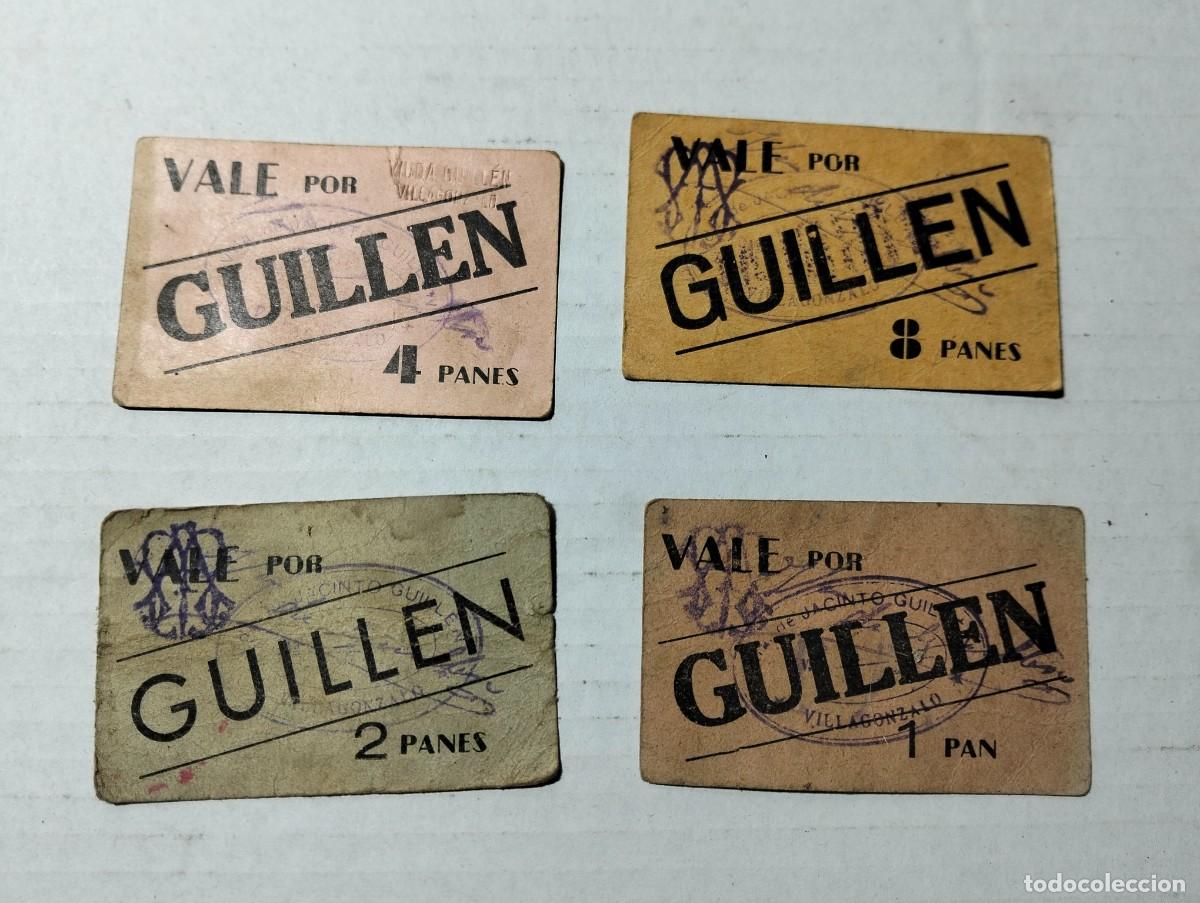 Billetes locales: lote 4 vales pan jacinto guillen villagonzalo badajoz.