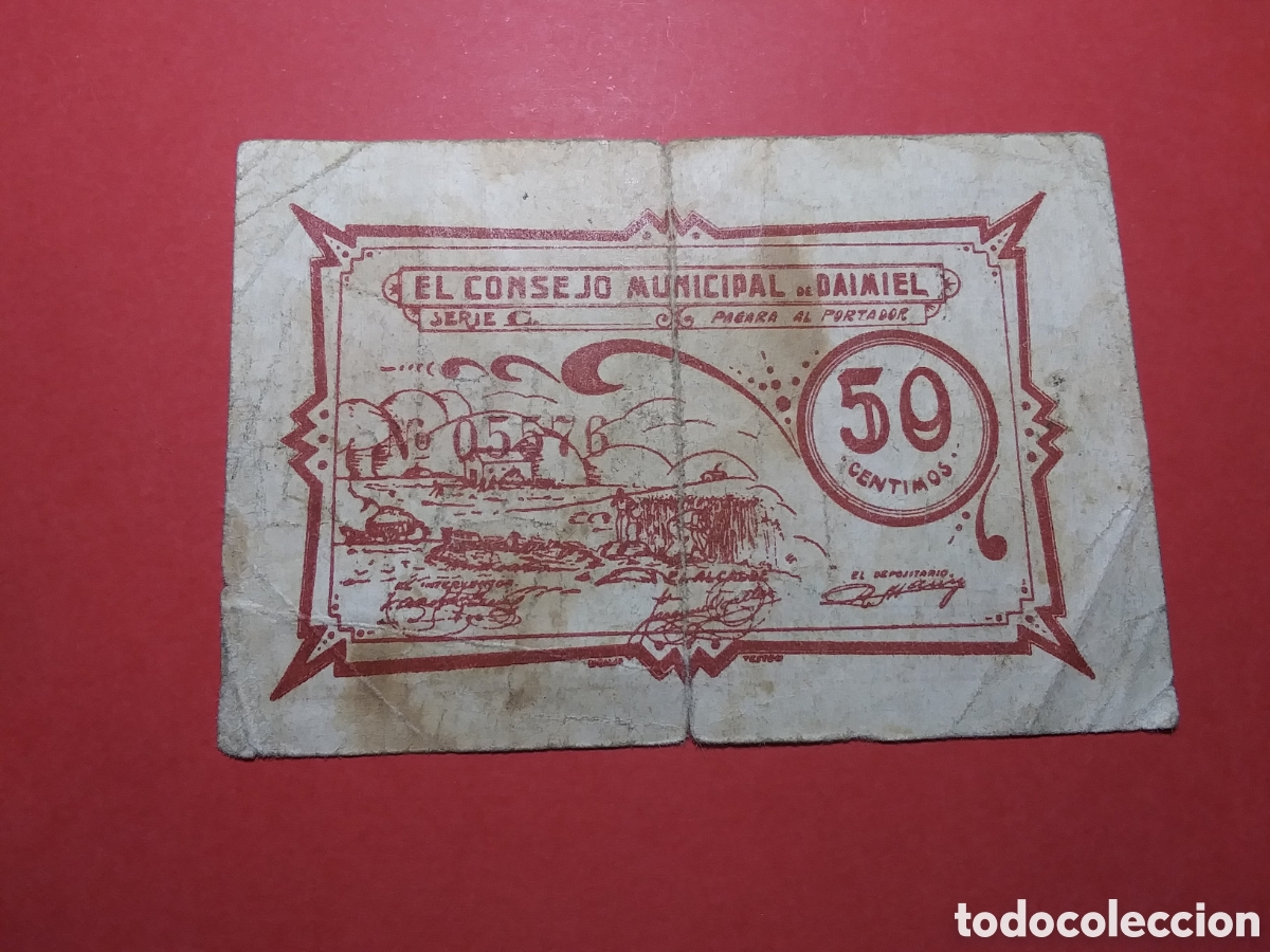 Billetes locales: 1937 El CONSERJO MUNICIPAL DE DAIMIEL 50 CTS.