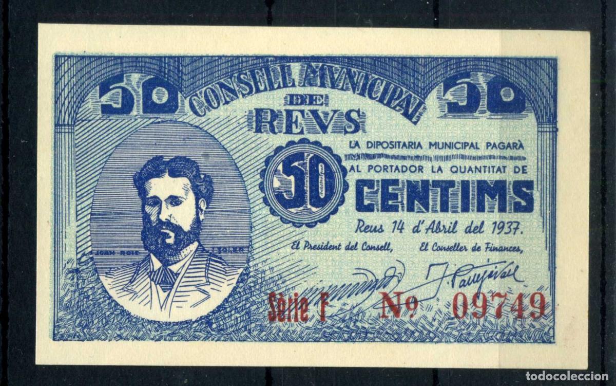 Billetes locales: XS- GUERRA CIVIL 1937 REUS 50 C&egrave;ntims JOAN ROIG I SOLER S/C