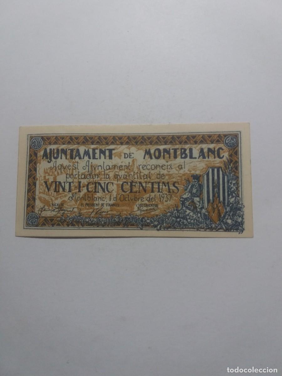 Billetes locales: Billete 25 C&egrave;ntims Ajuntament MONTBLANC 1 Octubre 1937