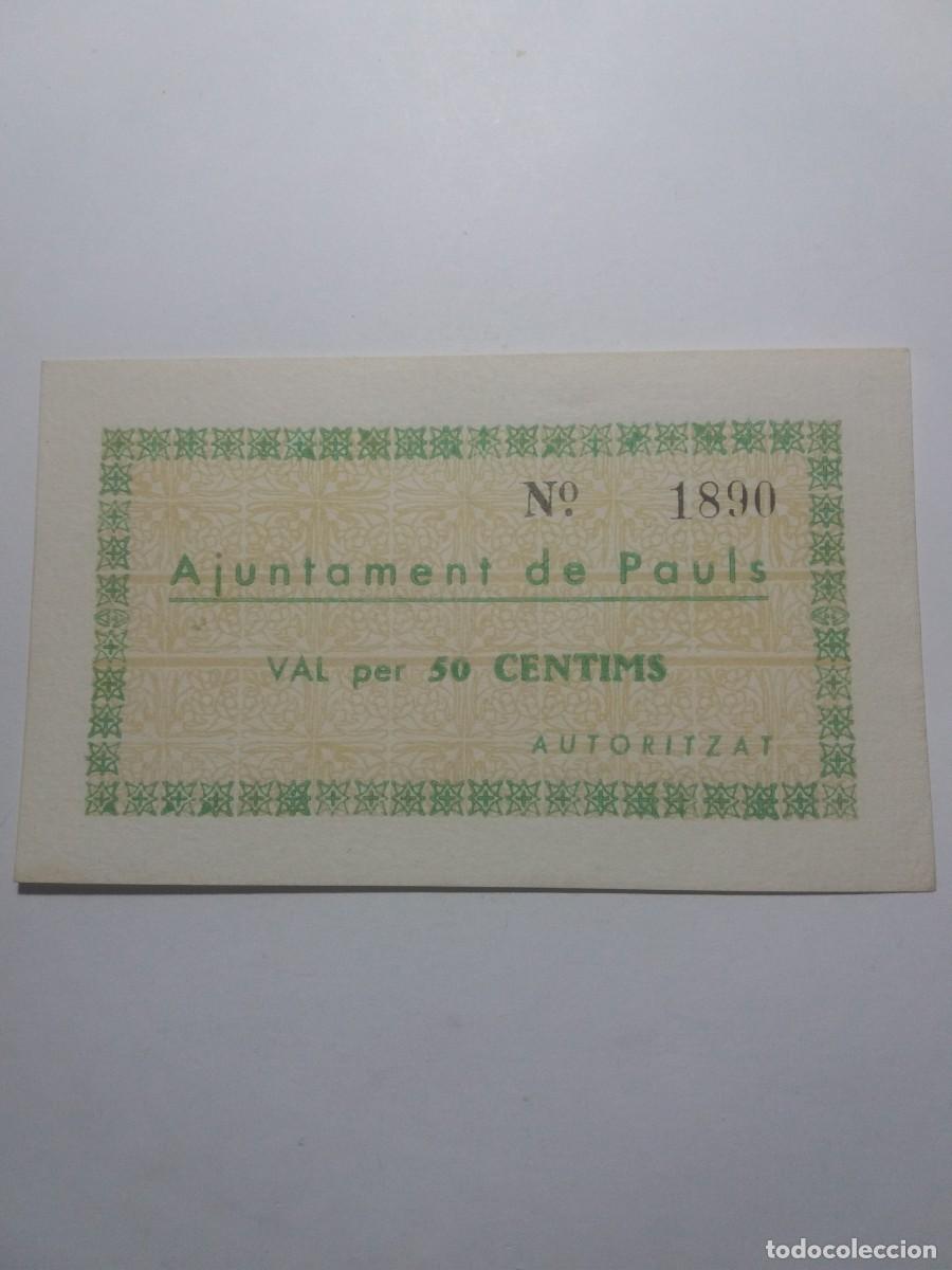 Billetes locales: Billete 50 C&egrave;ntims Ajuntament PAULS