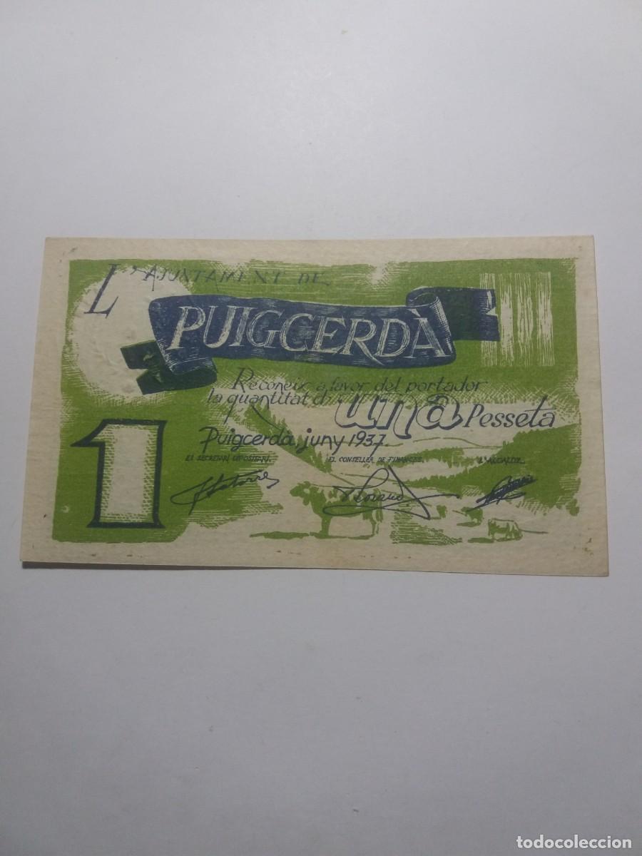 Billetes locales: Billete 1 Pesseta Ajuntament PUIGCERDA Juny 1937