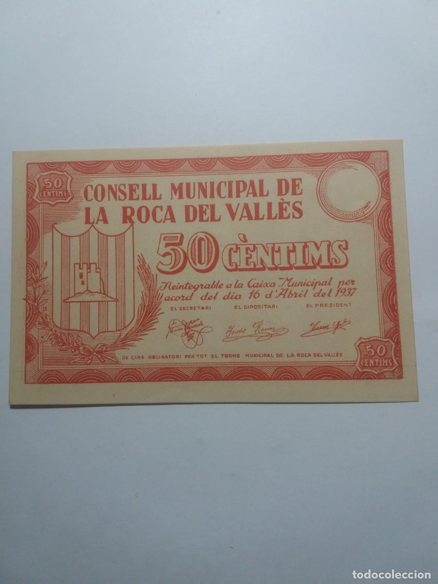 Billetes locales: Billete 50 C&egrave;ntims Consell Municipal LA ROCA DEL VALLES 16 Abril 1937