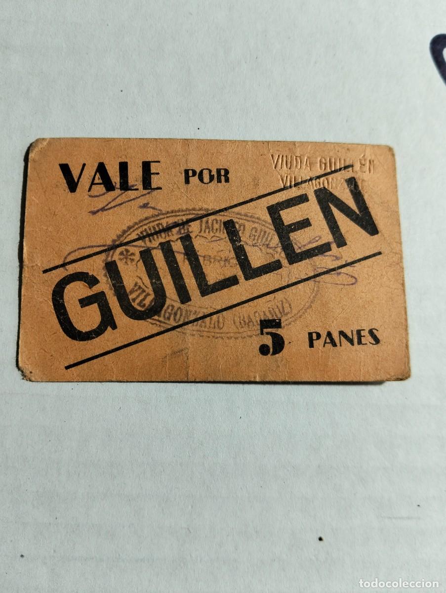 Billetes locales: vale por 5 panes villagonzalo y guare&ntilde;a badajoz jacinto guillen