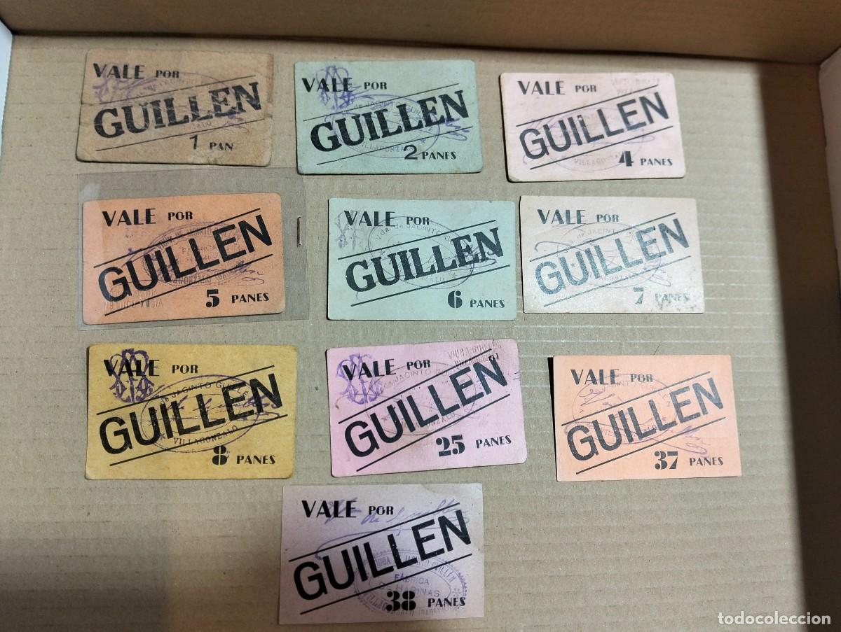 Billetes locales: Lote 10 vales pan panes y valores diferentes alguno lleva marcado 2 panaderias guare&ntilde;a y villagonzal