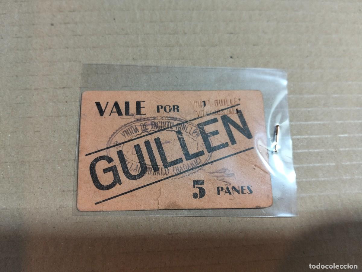 Billetes locales: vale guillen vale 5 panes villagonzalo y guare&ntilde;a badajoz