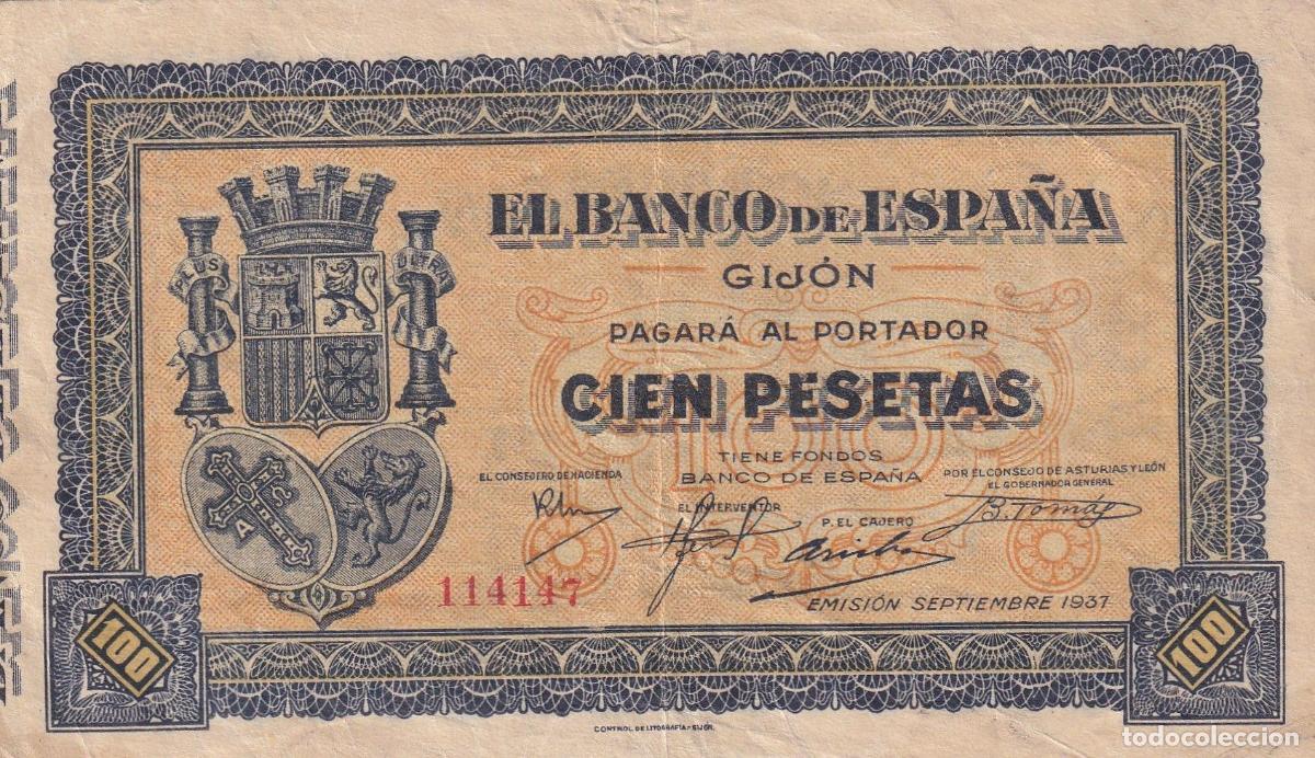 Billetes locales: CRBL0364 BILLETE ESPA&Ntilde;A LOCAL 100 PESETAS GIJON 1937 MBC