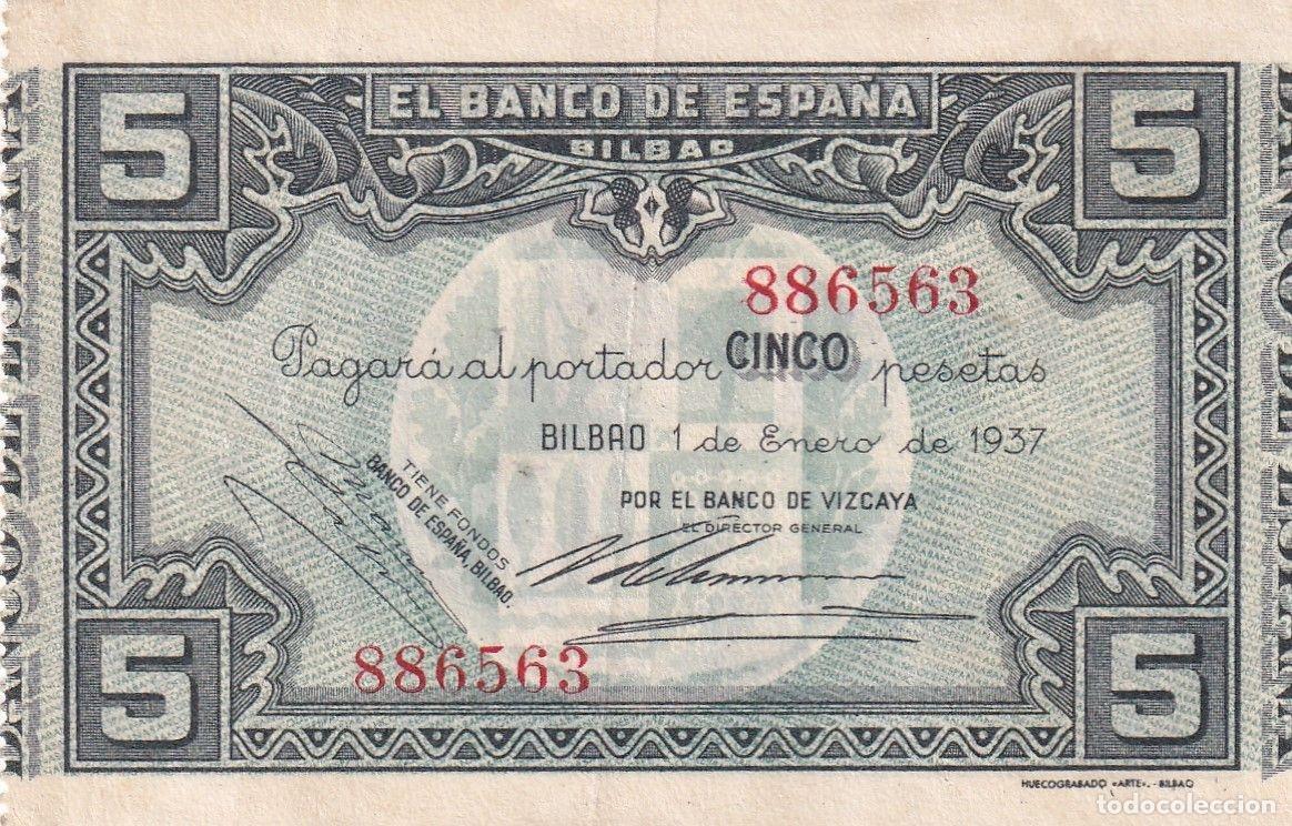 Billetes locales: CRBL0354 BILLETE ESPA&Ntilde;A LOCAL 5 PESETAS BILBAO 1937 EBC