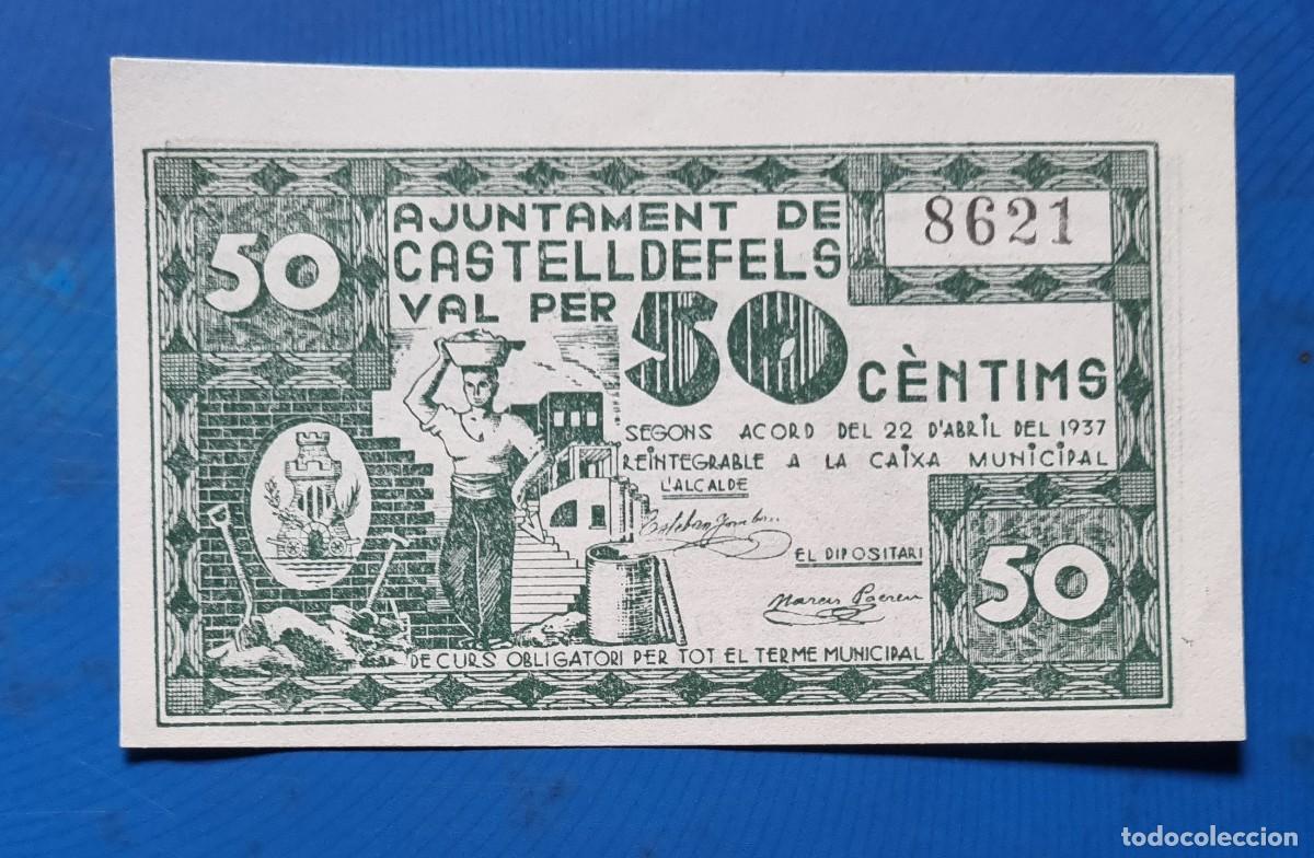 Billetes locales: BILLETE LOCAL CASTELLDEFELS SIN CIRCULAR SC |SOLO ACEPTO PAYPAL| BILLETE 50 CENTIMS 1937 LEER DESCRI