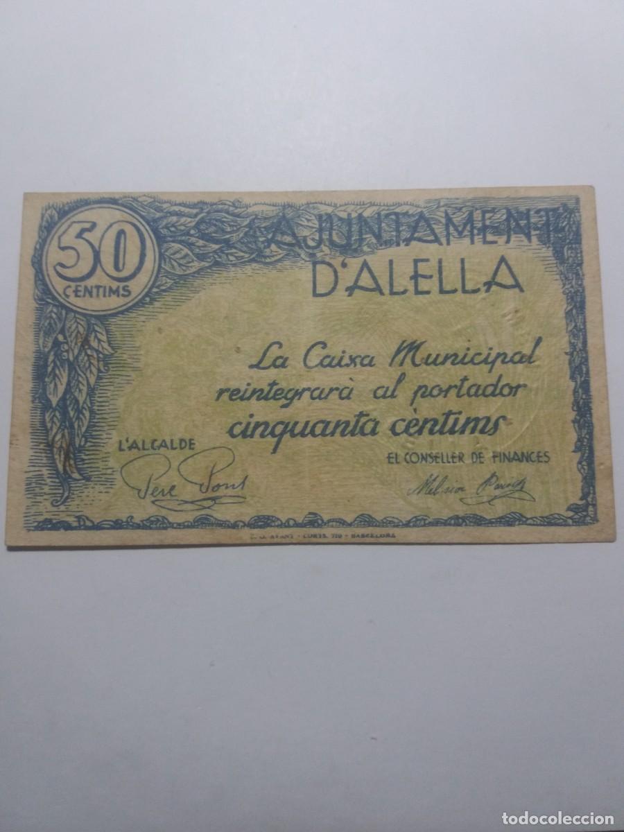 Billetes locales: Billete 50 C&egrave;ntims Ajuntament ALELLA