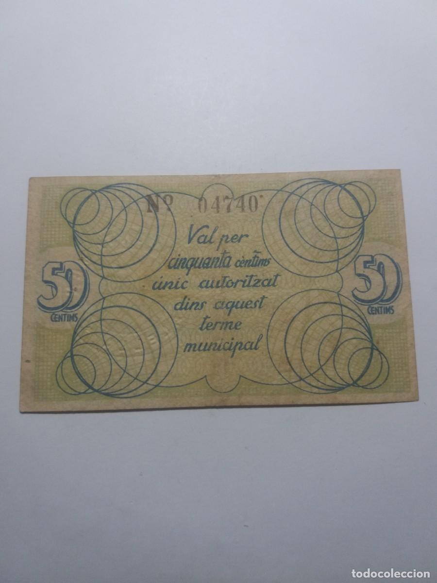 Billetes locales: Billete 50 C&egrave;ntims Ajuntament ALELLA - Foto 2