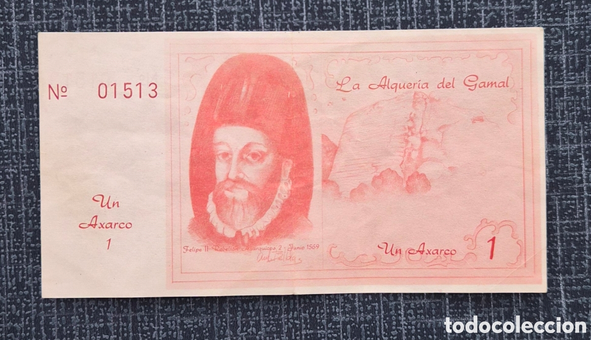 Billetes locales: 1 axarco 1988 &ndash; la Axarqu&iacute;a M&aacute;laga &ndash; Antonio G&aacute;mez Burgos &ndash; n&ordm; 01513 &ndash; moneda local