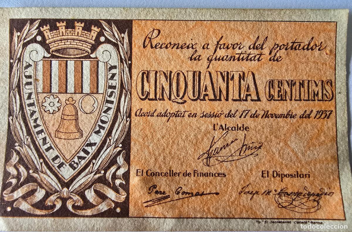 Lokale Banknoten: billete local baix montseny 50 cts
