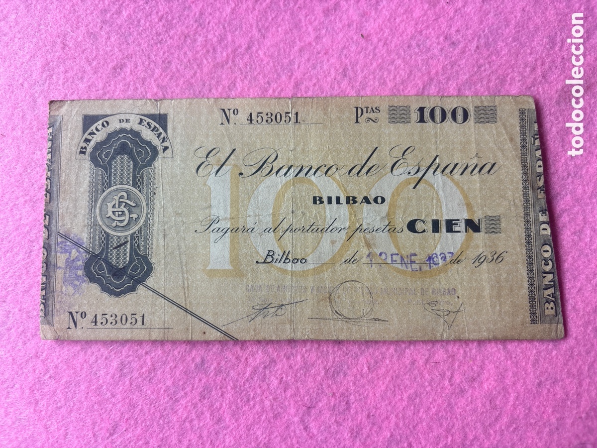 Billetes locales: Billete 100 pesetas de 1936, Bilbao (A5)
