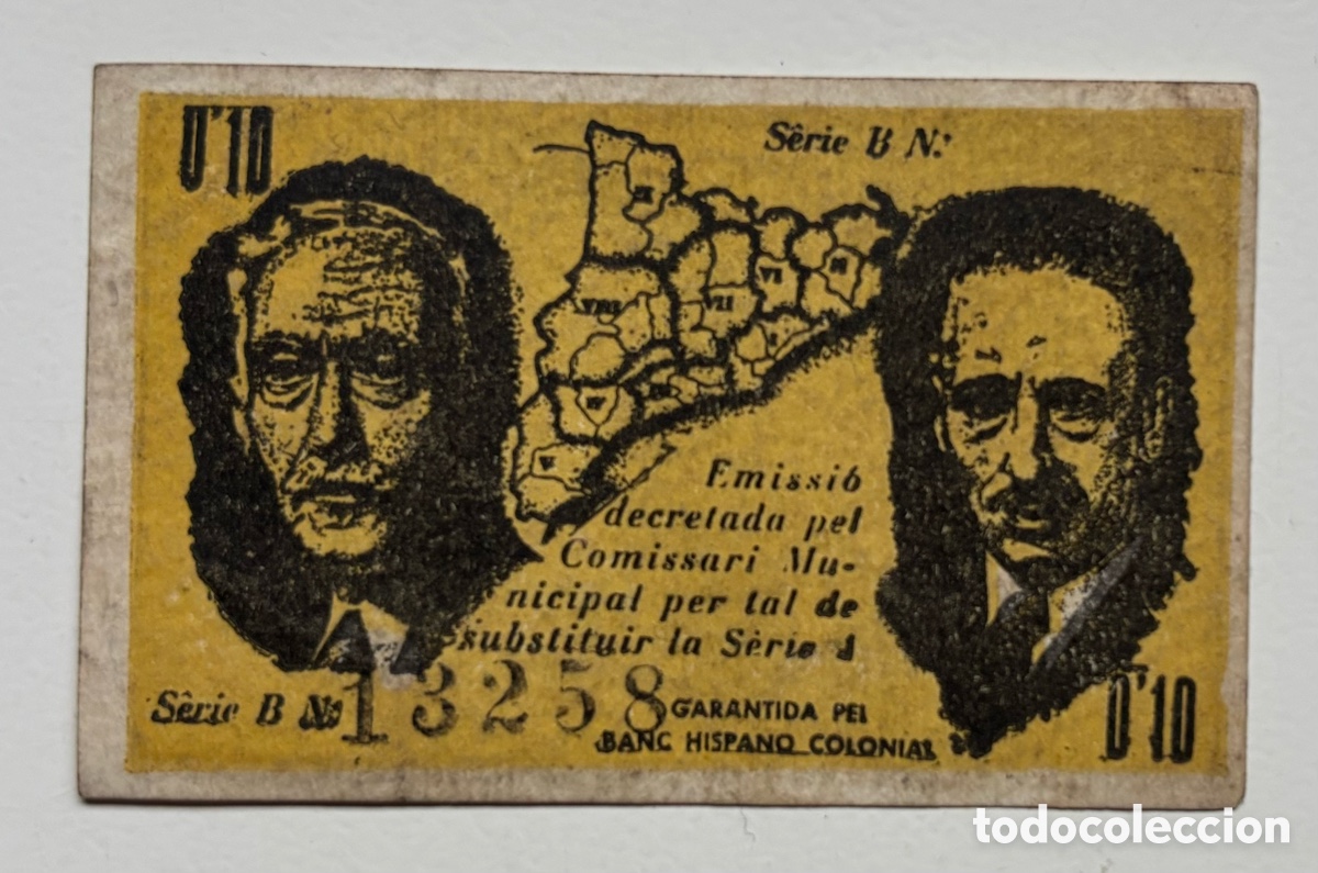 Billetes locales: Billete Local / Municipal MALGRAT 10 C&eacute;ntimos 1937. Guerra Civil