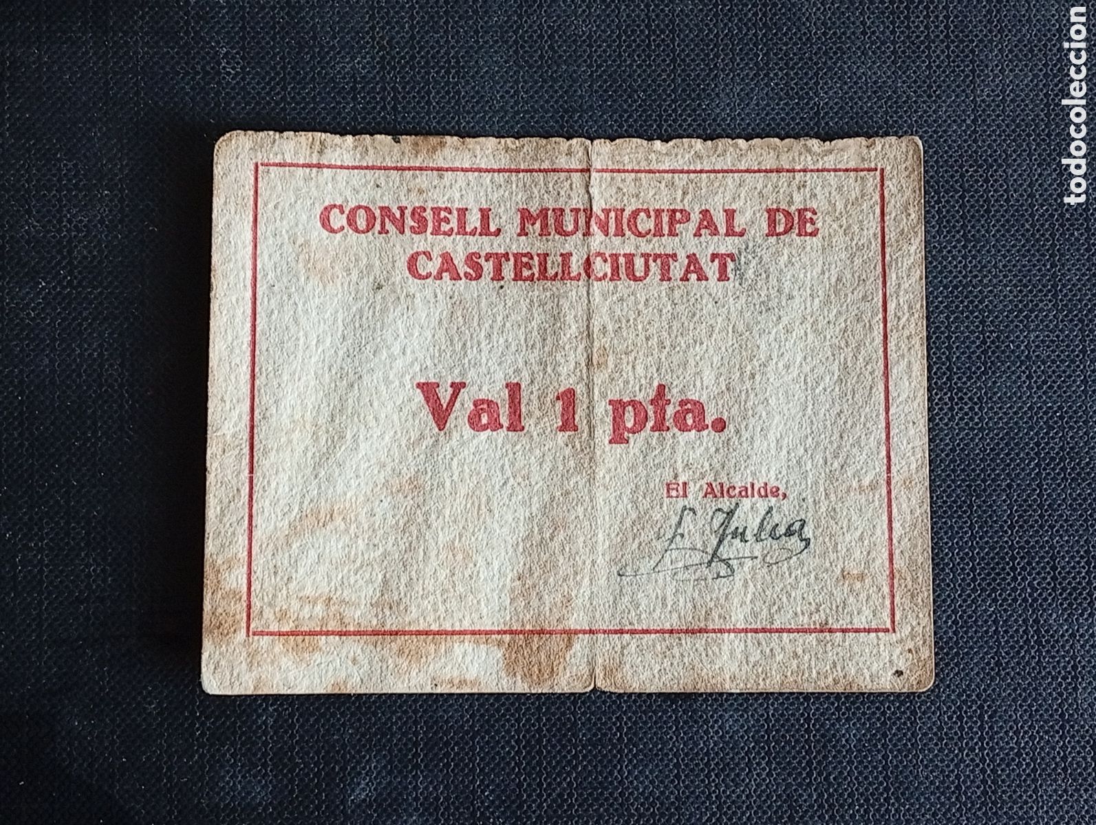 Billetes locales: Billete de Castellciutat 1937 Lleida 1peseta