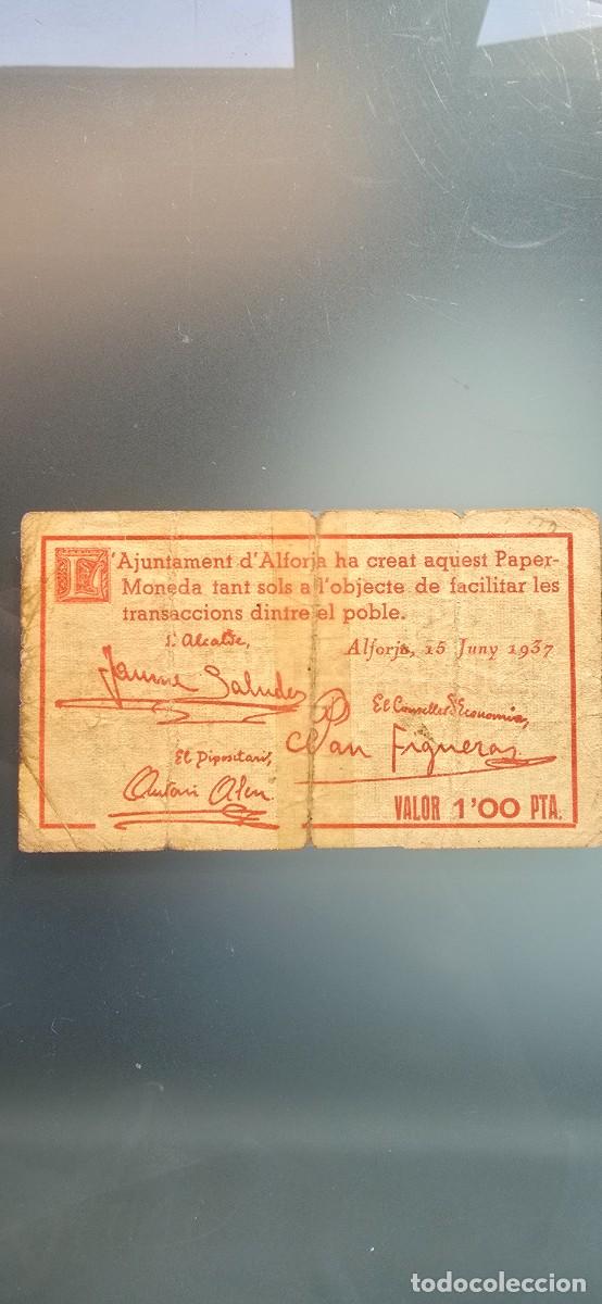 Billetes locales: Billete local Alforja. 1 pta. raro