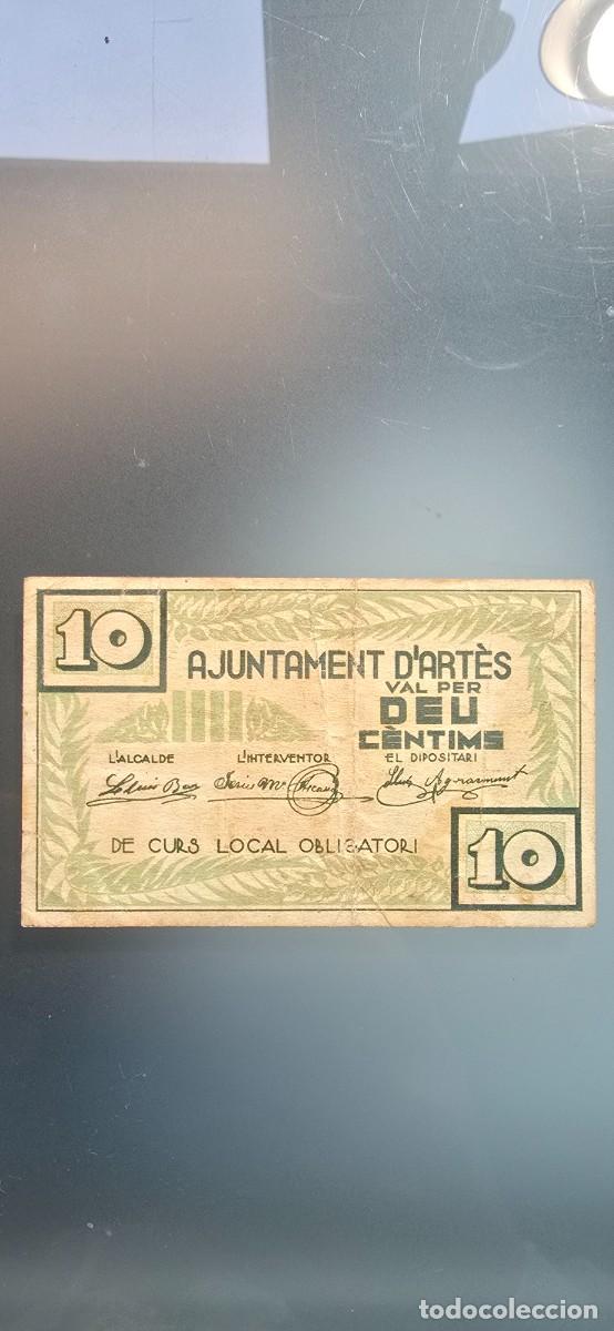 Billetes locales: Billete local Artes. 10 cts.