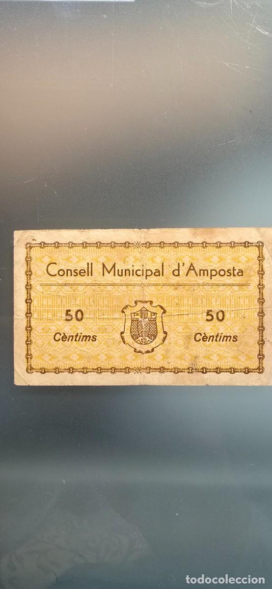 Billetes locales: Billete local Amposta. 50 cts.