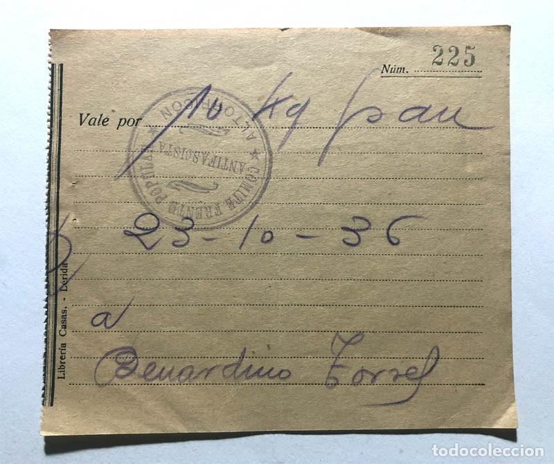 Billetes locales: GUERRA CIVIL ( 1936 ) COMIT&Eacute; FRENTE POPULAR ANTIFASCISTA / ALTORRIC&Oacute;N ( HUESCA ) VALE