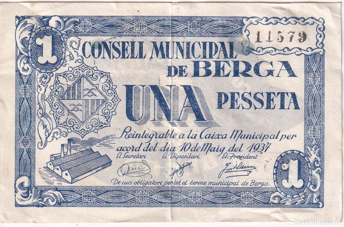 Local Banknotes: BILLETE DE 1 PESETA DEL CONSELL MUNICIPAL DE BERGA DEL A&Ntilde;O 1937